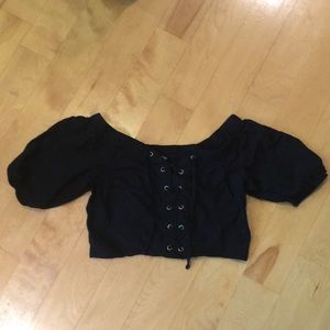 Black Cross-tie Crop top